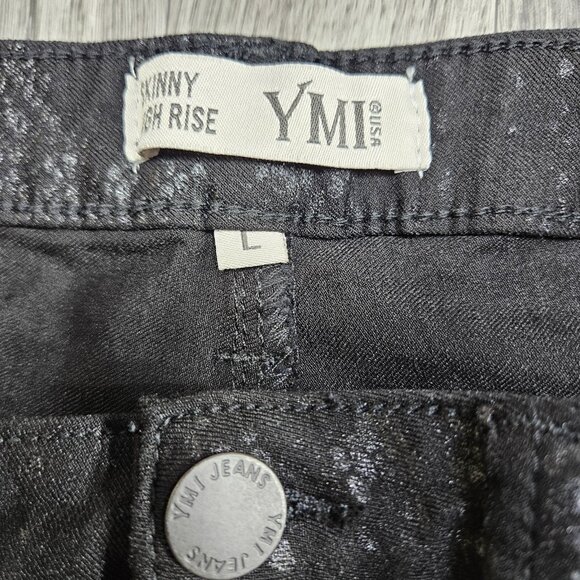 YMI Jeans Womens Large Black Skinny High Rise Snake Print Stretch Pants - Picture 4 of 12